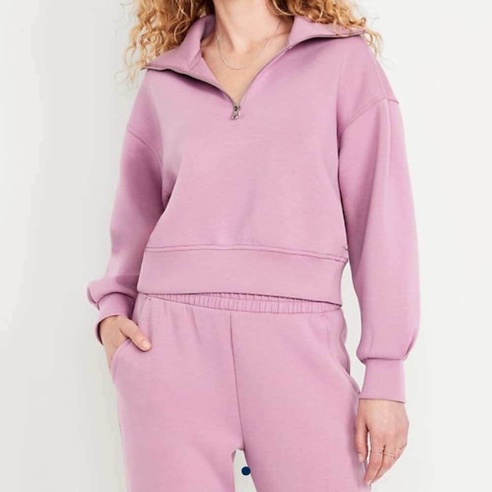 Old Navy Active Half Zip Bounce Fleece Pullover Dusk Bloom Pink M Tall NWT